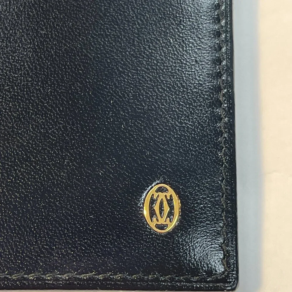Cartier Pasha Leather Long Bifold Organizer Wallet - Black - Preowned
